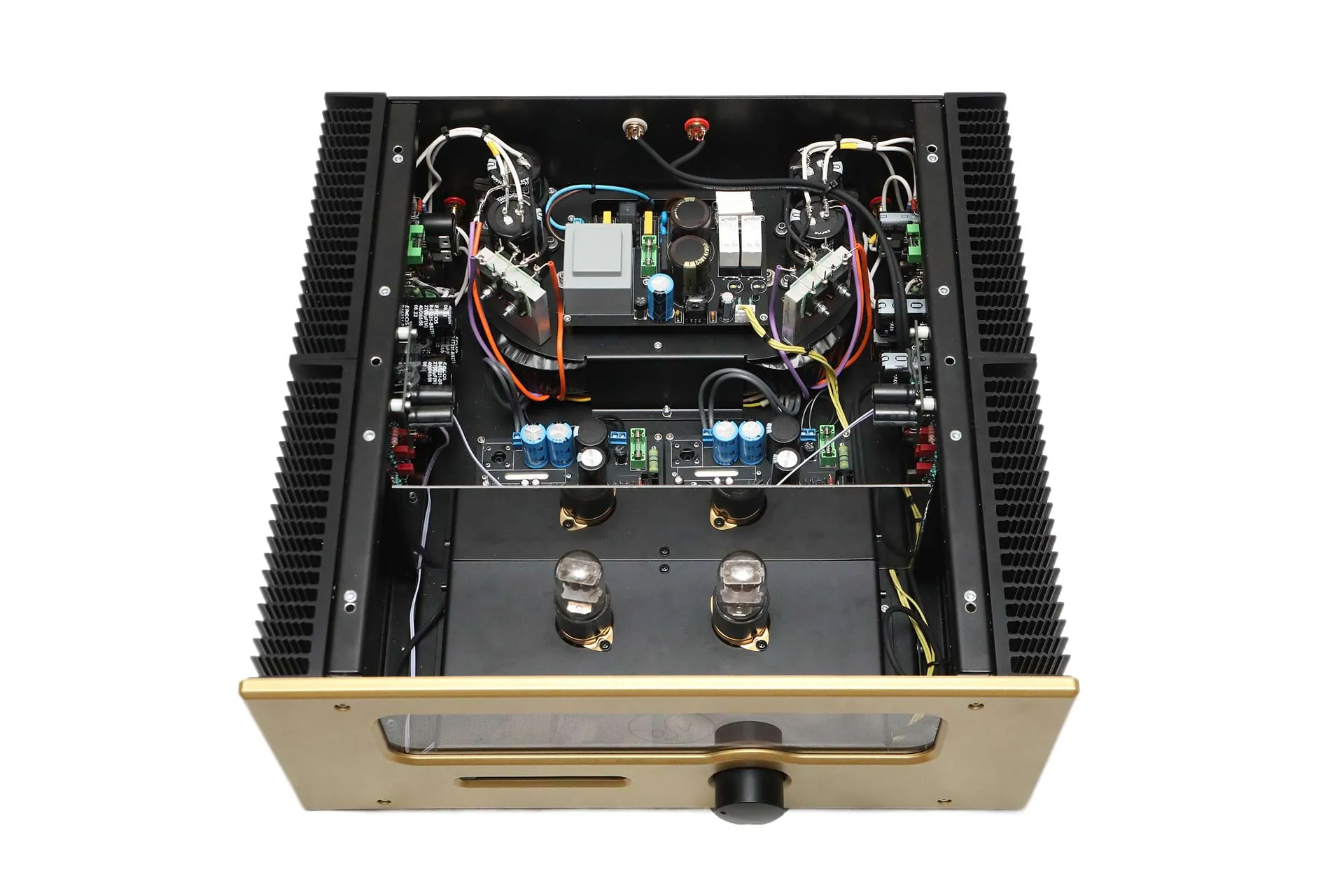 HT-120 with the top removed, showing both power sections and the tube stage